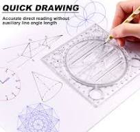 Teegxddy Règle Règle De Dessin Spéciale Pour La Papeterie Dessin Polyvalent  Rond Ligne Parallèle Plate Règle En Plastique Transparente Bureau Regles ...