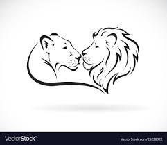 Male Lion And Female Lion Design On White Background Wild Animals Lion Logo Or Icon Easy Editable Layered Vector Ill Lion Art Female Lion Simple Lion Tattoo