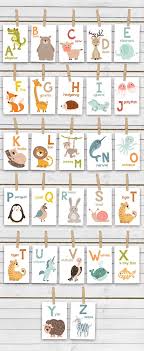 Animal Alphabet Card Set Alphabet Flash Cards Abc Nursery Wall Etsy Alphabet Cards Alphabet Flashcards Animal Alphabet