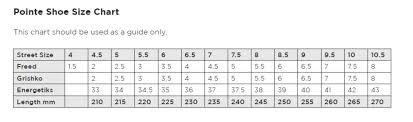 22 Surprising Gaynor Minden Pointe Shoe Size Chart