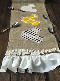 Burlap Table Runner Birthday Gift For Mom Mickey Ears Etsy Rustic Fabric Burlap Table Runners Mom Birthday Gift