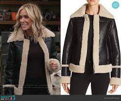 Kristin S Leather Jacket With Shearling Trim On Very Cavallari Clothes Fashion Tv Womens Moto Jacket