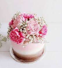 Pretty Pink Carnation Flower Birthday Cake Birthday Cake With Flowers Birthday Flowers Pink Carnations