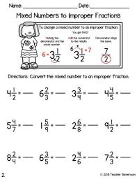 Fraction Unit Mixed Numbers To Improper By Teacher Gameroom Teachers Pay Teachers Improper Fractions Fractions Math Fact Worksheets