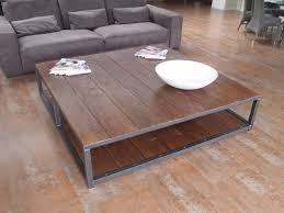 grande table basse carree 160x160 bois metal industrielle table basse bois metal grande table basse carree table basse bois