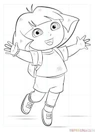 How To Draw Dora The Explorer Step By Step Drawing Tutorials Dora Coloring Crayola Coloring Pages Printable Coloring Pages