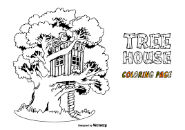 Little fairies could live there. Free Tree House Vector Coloring Page 135531 Vector Art At Vecteezy