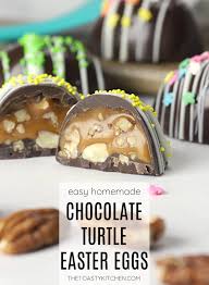 Hoppy easter easter hunt kraft recipes holiday treats holiday recipes. Homemade Chocolate Turtle Easter Eggs The Toasty Kitchen