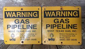 2 Original Vintage Midland Tx Metal Gas Pipeline Sign Texas Metal Signs Gas Pipeline Sign Display