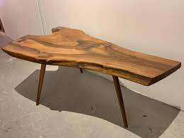 Signed with client name to underside. Brutalist Trunk Coffee Table In The Taste Of George Nakashima L Atelier 55