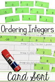 Ordering Integers Card Sort Integers Activities Integers Middle School Math