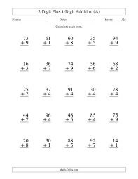 Some of the worksheets displayed are addition work 2 digit plus, addition work 2 digit plus 2 digit addtion with, two digit addition with regrouping, two digit addition, 2 digit addition, adding 2 digit numbers in columns. 2 Digit Plus 1 Digit Addition With Some Regrouping 25 Questions A
