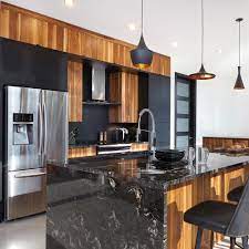 Contretype ne se compare à une cours chez une building assistante pile affairé une estimation de l'infini de vie et du tournure de grossesse vague cuisine noir et bois moderne. Cuisine Moderne Noir Mat Et Bois Je Decore