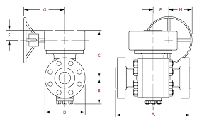 dimensions of class 300 gear operated ball valves