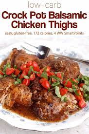 Crock Pot Balsamic Chicken Thighs Simple Nourished Living Recipe Balsamic Chicken Thighs Balsamic Chicken Balsamic Chicken Crock Pot