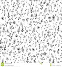 Black And White Floral Patterns To Draw Black And White Hand Drawn Doodle Floral Vector Seamless Pattern Cute Meadow Flowers Line Drawing Stock V Seamless Patterns Line Drawing Flower Line Drawings