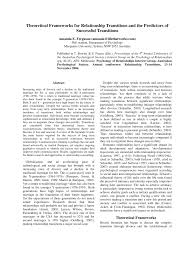 Visit discovery health to find 5 communication tips for romantic relationships. Pdf Theoretical Frameworks For Relationship Transitions And The Predictors Of Successful Transitions