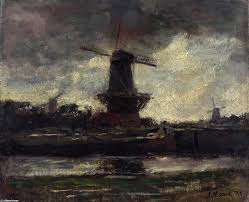 Tres Molinos de viento, 1880 de Jacob Henricus Maris (1837-1899,  Netherlands) | Reproducciones De Arte Del Museo Jacob Henricus Maris |  WahooArt.com