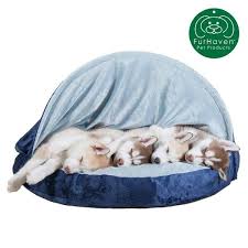 Like most burrowing beds, it's geared more toward small dogs (think no more than 10lbs of pup). Furhaven Pet Bed Orthopedic Microvelvet Snuggery Burrow Dog Bed Overstock 12494500