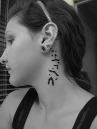 Bird Tattoo Behind Ear Men Tiny Bat Tattoos Behind Ear Jpg 600 799 Bats Tattoo Design Neck Tattoo Side Neck Tattoo