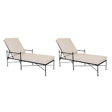 Provence 2 Piece Wrought Iron Patio Chaise Lounge Set W Sunbrella Canvas Flax Cushions By Sunset West Bbqguys Patio Chaise Patio Chaise Lounge Lounge Chair Outdoor