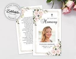 Editable Funeral Prayer Card Template Printable Memorial Prayer Card Template Funeral Prayer Card Cath Prayer Cards Prayer Cards For Funeral Funeral Prayers