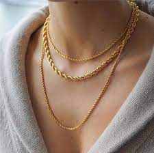 18k Gold Plated Rope Chain Necklace Chunky Twisted Chain Necklace Thick Rope Gold Chain Dainty Rope Necklace Twisted Necklace Choker In 2021 Thin Chain Necklace Gold Chain Jewelry Chains Necklace