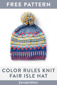 Free Knit Hat Pattern Intermediate Level Pattern Yarnspirations Caronxpantone Knitting Knithat Fair Isle Hat Pattern Fair Isle Knitting Patterns Knitting
