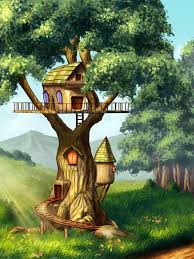Mural Idea For Auburn S Room House Landscape Painting Tree House Drawing Fantasy Tree