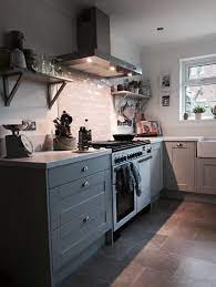 Grey kitchen cabinets look great with black countertops, for instance, or perhaps you would prefer to go for a grey quartz countertop combined with white our team gathered some of the best and most popular ideas in this décor topic, and we hope you find some inspiration you like for your new kitchen. Rangemaster Professional Range Cooker In Shaker Style Grey Kitchen With Corian Worktops Kitchen Remodel Kitchen New Kitchen