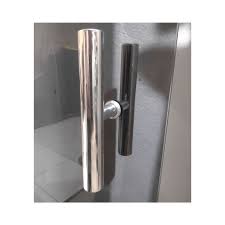 Puxador H para porta de blindex 1 furo duplo Tubular Redondo alumínio Para  box De Vidro Puxador para box Blindex.