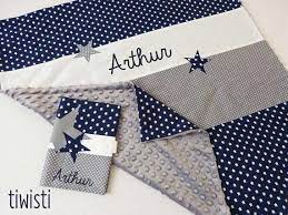 couverture bebe avec prenom bleu marine gris et blanche etsy kids plaid baby decor etsy