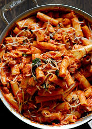 Creamy Sausage And Mushroom Pasta Bolognese A La Vodka Vodka Sauce Best Pasta Recipes Rigatoni Recipes