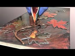 Fluid Art Autumn Leaves Mixed Media Artwork In Resin Acrylic And Copper Youtube Mixed Media Artwork Resin Art Painting Fluid Art