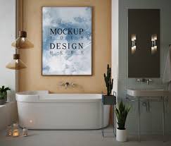 Plus, create a wish list with a wedding or gift registry. Premium Psd Mockup Poster In Modern Bathroom With Side Table