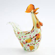 14.57'' h x 5.71'' w x 7.87'' d. Diamond Star Glass Glass Chicken Figurine Chicken Figurines Hand Blown Glass Glass Blowing