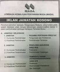 Full time, part time, internship. Panas Jawatan Kosong Mada Lembaga Kemajuan Pertanian Muda Terkini