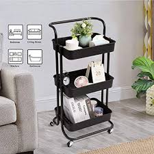 This bakers racks for kitchens with storage function, perfect for small space and corner, constructed by thick metal lets, the rack top can hold up to 70lbs, great for instant pots, fryers, air fryer, microwave, rice cooker and steamer on this cart.not only a simple rack, but also as a coffee and tea bar or put it in your office break room. Danpinera 3 Tier Rolling Utility Cart Coffee Bar Cart With Wheels And Handle Storage Organization Shelves Service Cart Trolley For Kitchen Bathroom Office Workshop Black Pricepulse