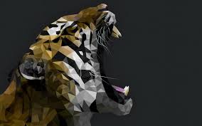 Tigers Gray Background Animals Low Poly Digital Art Artwork Wallpaper No 117558 Gray Background Mosaic Artwork Art Wallpaper