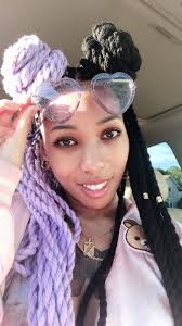 Black And Lavender Split Tone Yarn Twists Braids In 2020 Braids Hairstyles Pictures Twist Braids Aesthetic Hair