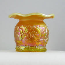 Fenton art glass hand painted easy living on key lime opalescent sanded vase. Fenton Vaseline Opal Cactus Vaseline Glass Vase Carnival Glass