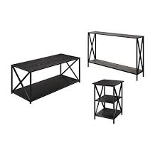 Save 5% on 2 select item (s) each of the pieces in this coffee table set are equipped with a bottom shelf for storing magazines, games or decorative art. Home Square 3 Piece Coffee Table Set With Coffee Table Console Table And Set Of 2 End Tables In Black Buy Online In Botswana At Botswana Desertcart Com Productid 64298242