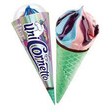 Cornetto мороженое рожок unicornetto единорог клубника, Bubble Gum, чёрная  смородина 74 гр | Инмарко