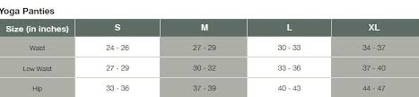 Zobha Activewear Size Chart