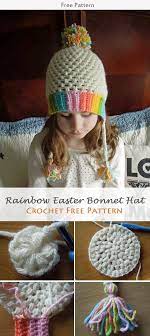 Rainbow Easter Bonnet Hat Crochet Free Pattern Freecrochetpatterns Easter Crochetpattern Crochet Hats Free Crochet Crochet