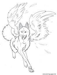 The wolf coloring pages above consist of several types such as cute wolf coloring pages realistic wolf coloring pages anime wolf. Winged Wolf Angel Coloring Pages Printable