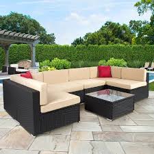 Best Choice Products 7 Piece Modular Outdoor Patio Furniture Set Wicker Sectional Sofas W Cover Seat Clips Black Walmart Com In 2020 Outdoor Patio Furniture Sets Outdoor Wicker Patio Furniture Backyard Furniture