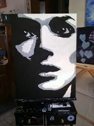 Black And White Acrylic Painting Portrait Black And White Acrylic Painting Winona Ryder Black Canvas Paintings Monochromatic Art Black And White Art Drawing