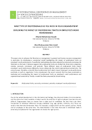 12 to 14 february (friday to sunday) agong's birthday: Pdf What Type Of Professionals Do You Need In Your Organisation Exploring The Impact Of Professional Traits On Employee S Wan Khairuzzaman Wan Ismail Academia Edu