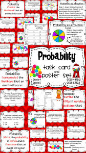 Probability Task Card And Poster Set Grades 3 6 Probability Math Probability Activities Math Strategies